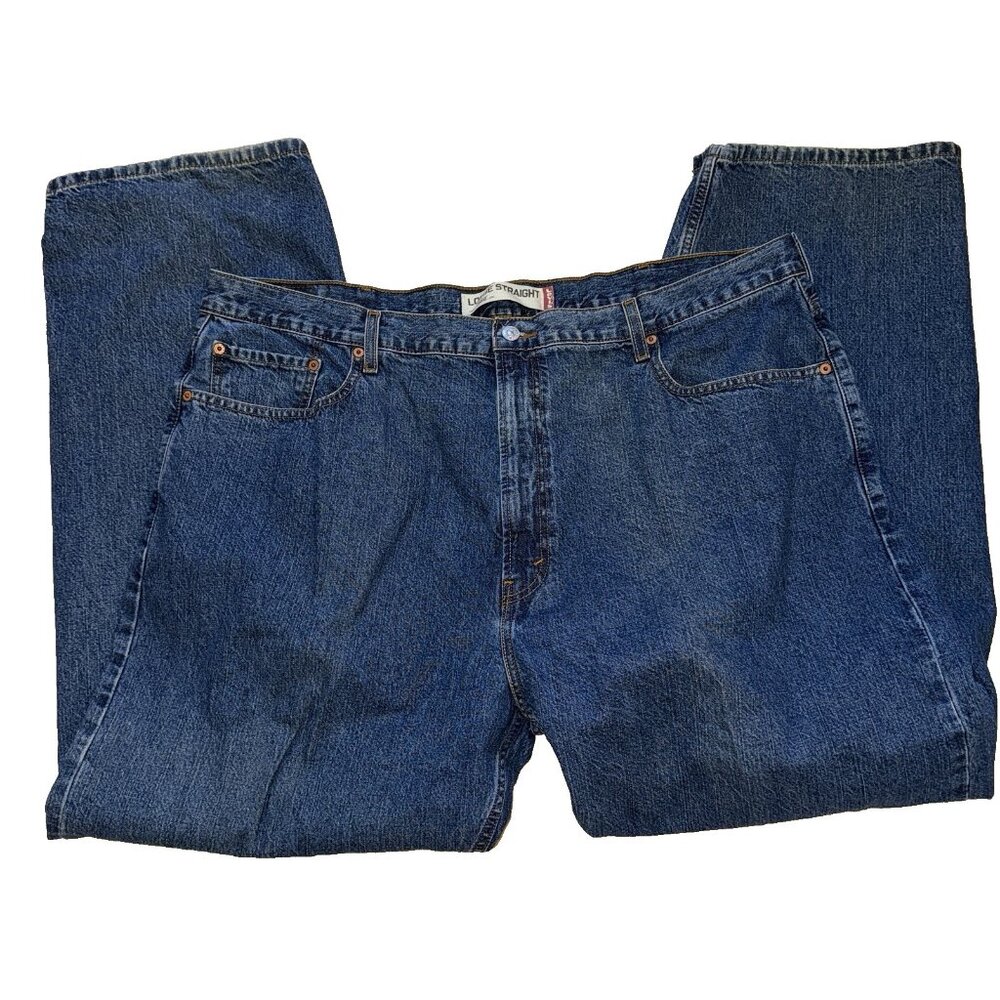 Mens Levis 569 44x32 Blue Loose Straight Denim Jeans 100% Cotton Excellent